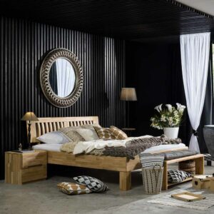 BestLivingHome Bett aus Wildeiche Massivholz mit überlänge
