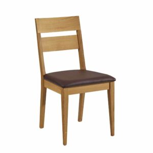 Franco Möbel Stuhl aus Wildeiche Massivholz Braun Kunstleder