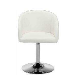 Möbel4Life Retro Esstisch Stuhl in Weiß und Chromfarben Tellerfuß