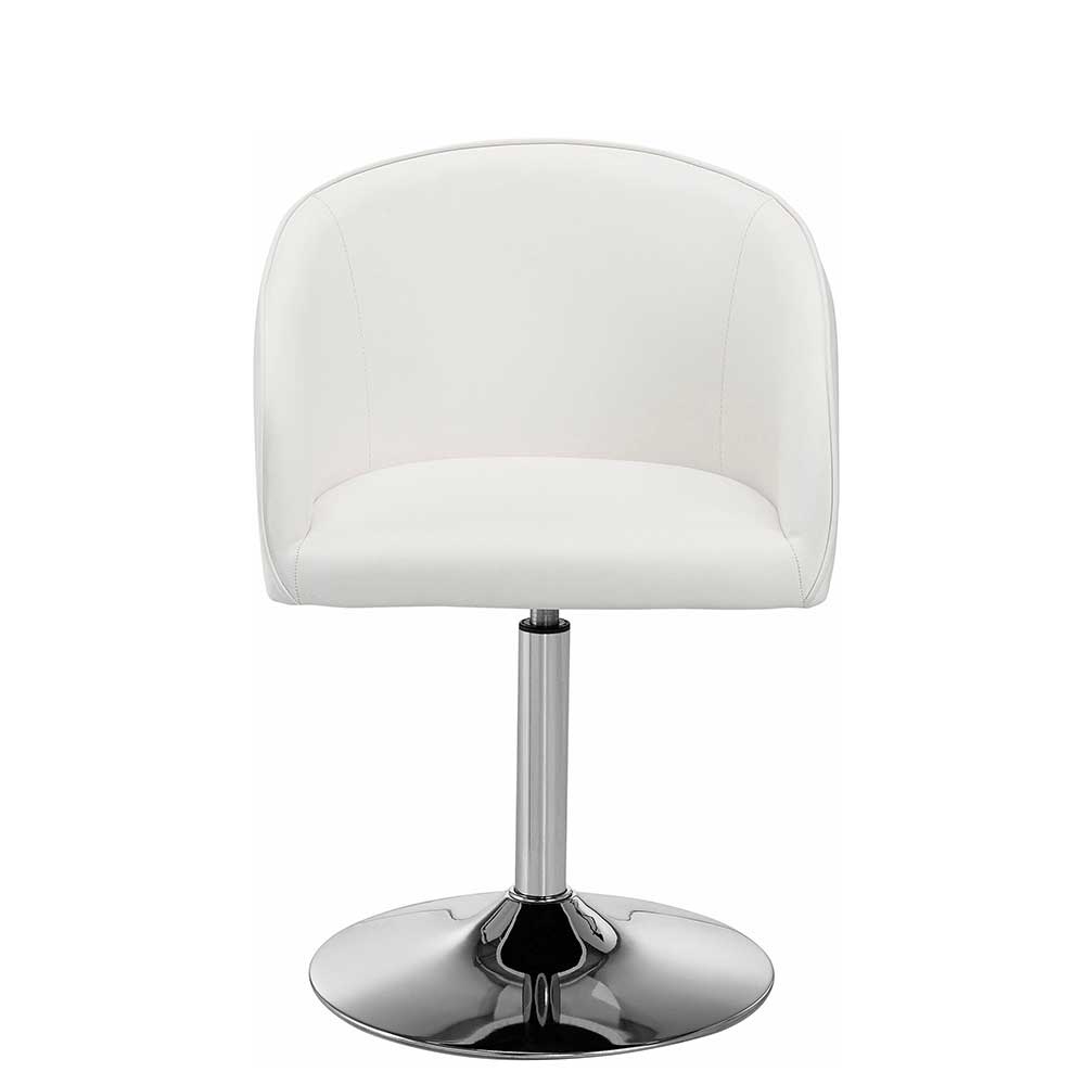 Möbel4Life Retro Esstisch Stuhl in Weiß und Chromfarben Tellerfuß
