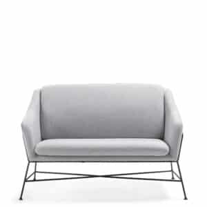 4Home Wohnzimmer Sofa in Grau Webstoff 4-Fuß Gestell aus Metall