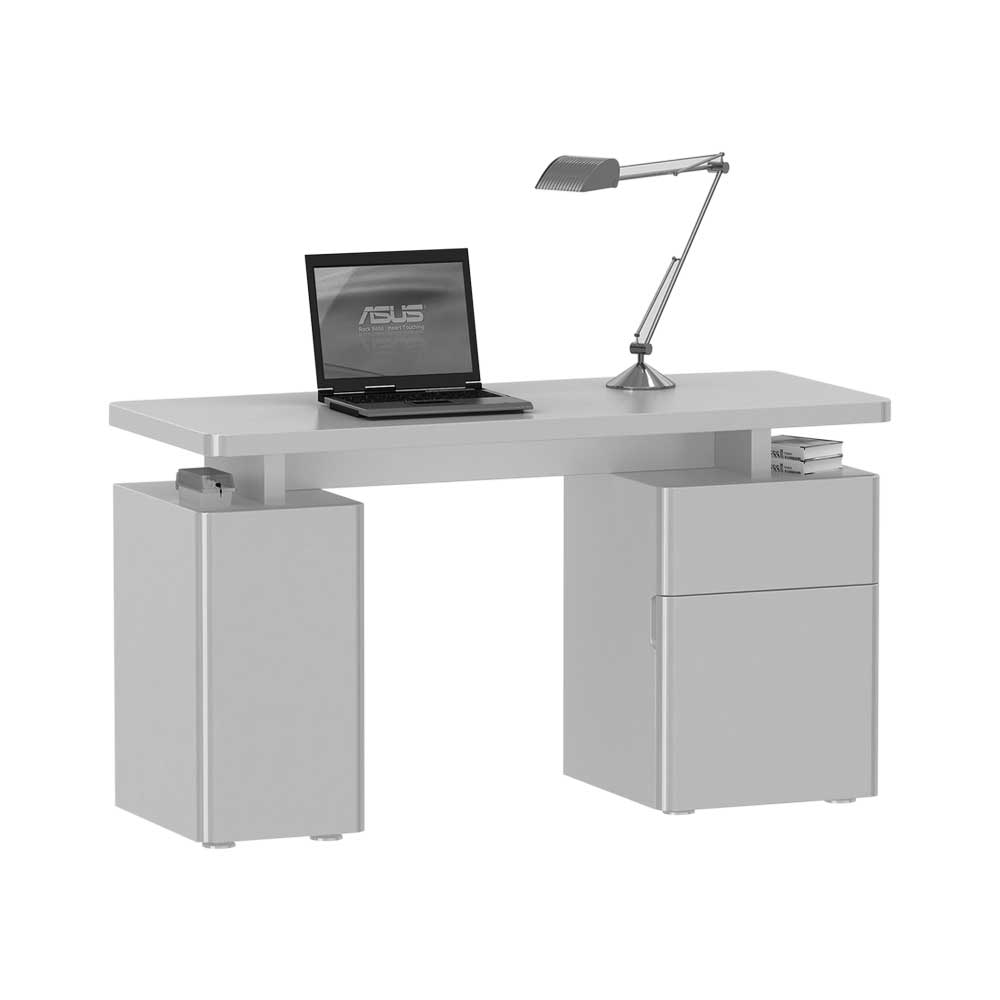 Franco Möbel Laptop Schreibtisch in Weiß Hochglanz 135 cm breit