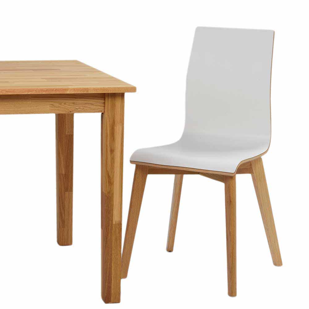 TopDesign Hochlehner in Weiß und Eiche Naturfarben modern (2er Set)