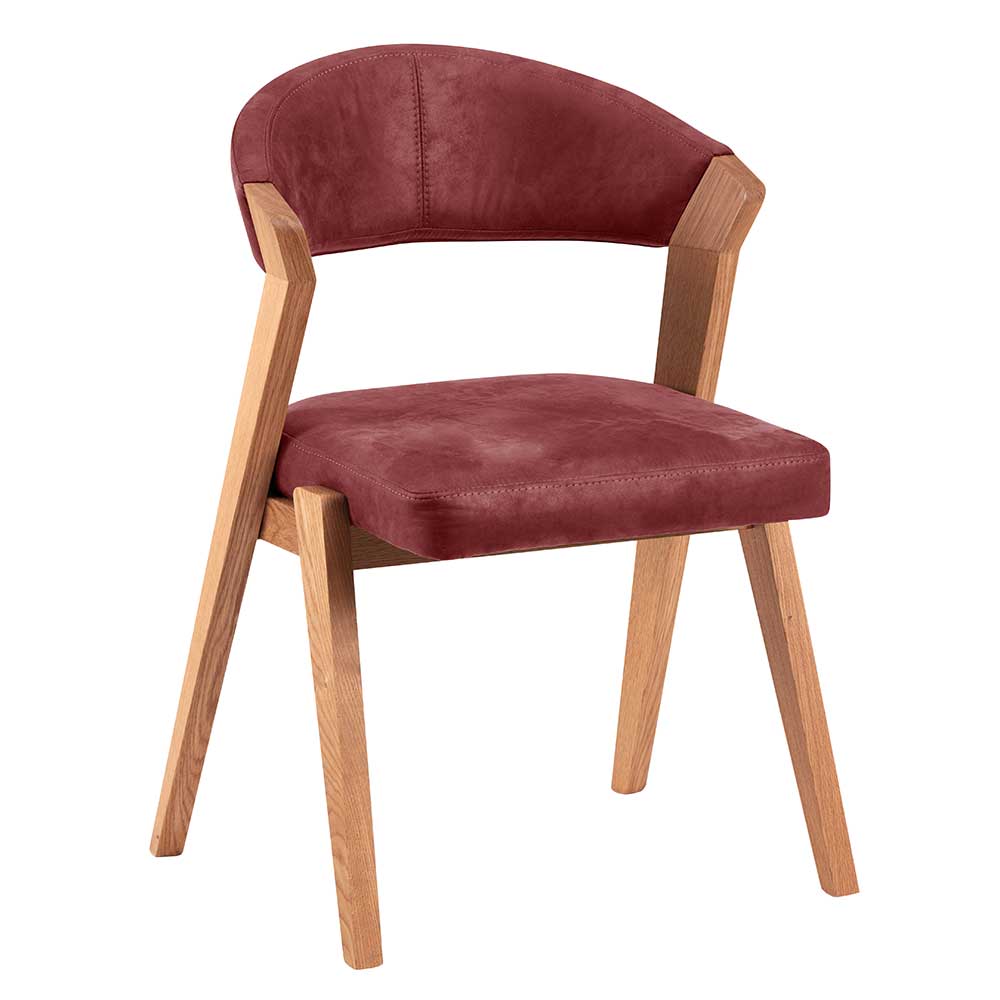 Franco Möbel Stuhl Esszimmer in Rot und Wildeiche gepolsterter Rückenlehne