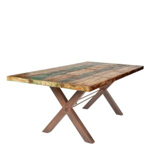 Möbel Exclusive Esszimmer Tisch im Shabby Chic Design Sheesham Recyclingholz und Eisen