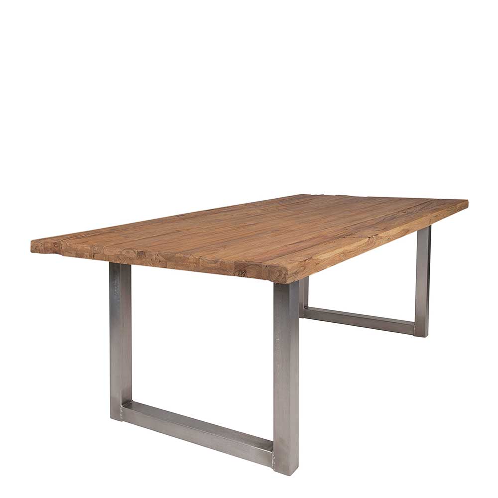 Möbel Exclusive Küchen Tisch aus Teak Recyclingholz und Eisen Industry Design