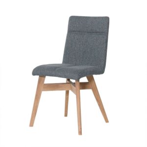 Basilicana 2 Stühle in Grau Webstoff Massivholzgestell aus Eiche (2er Set)