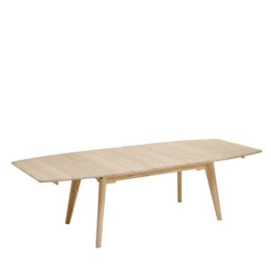 Möbel4Life Ausziehbarer Esszimmertisch in Bootsform Eiche massiv und Bianco geölt