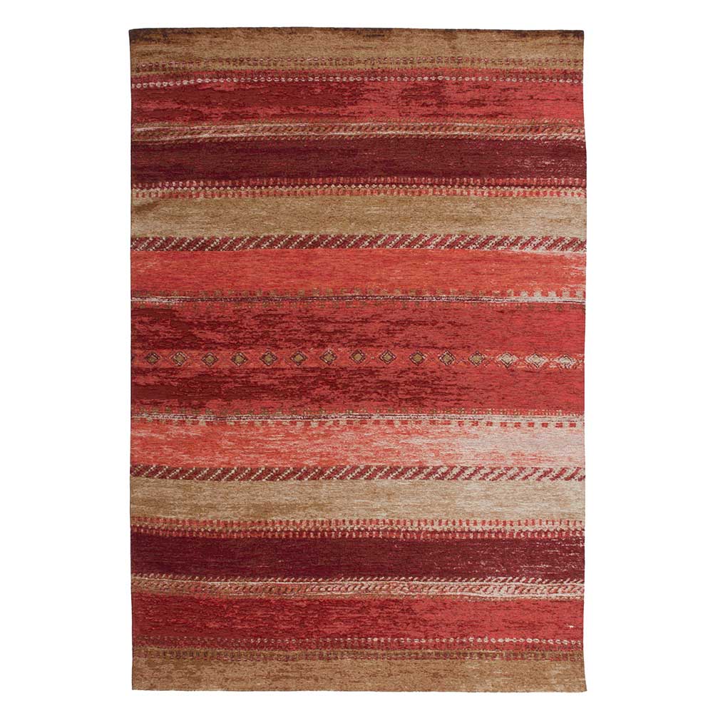 Doncosmo Kurzflor Teppich in Rot und Beige Vintage Design
