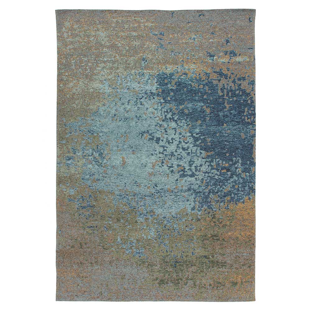 Doncosmo Vintage Teppich in Taupe und Blau Kurzflor