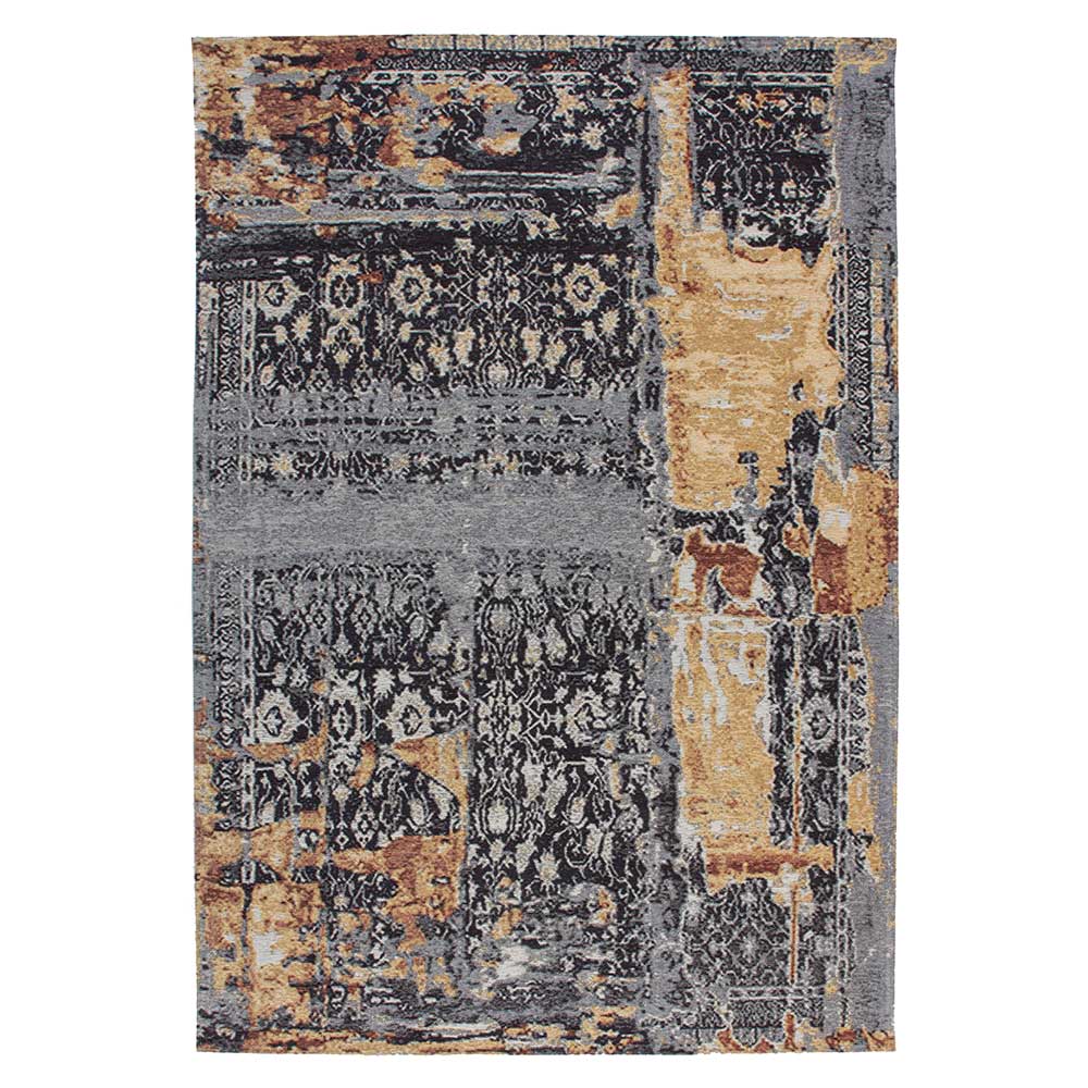 Doncosmo Vintage Teppich mit abstraktem Muster Dunkelblau und Beige