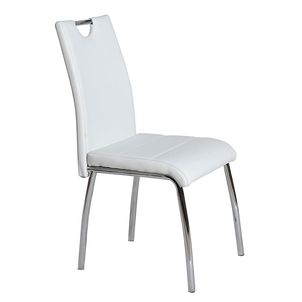BestLivingHome Stühle in Weiß Kunstleder verchromtem Metallgestell (4er Set)