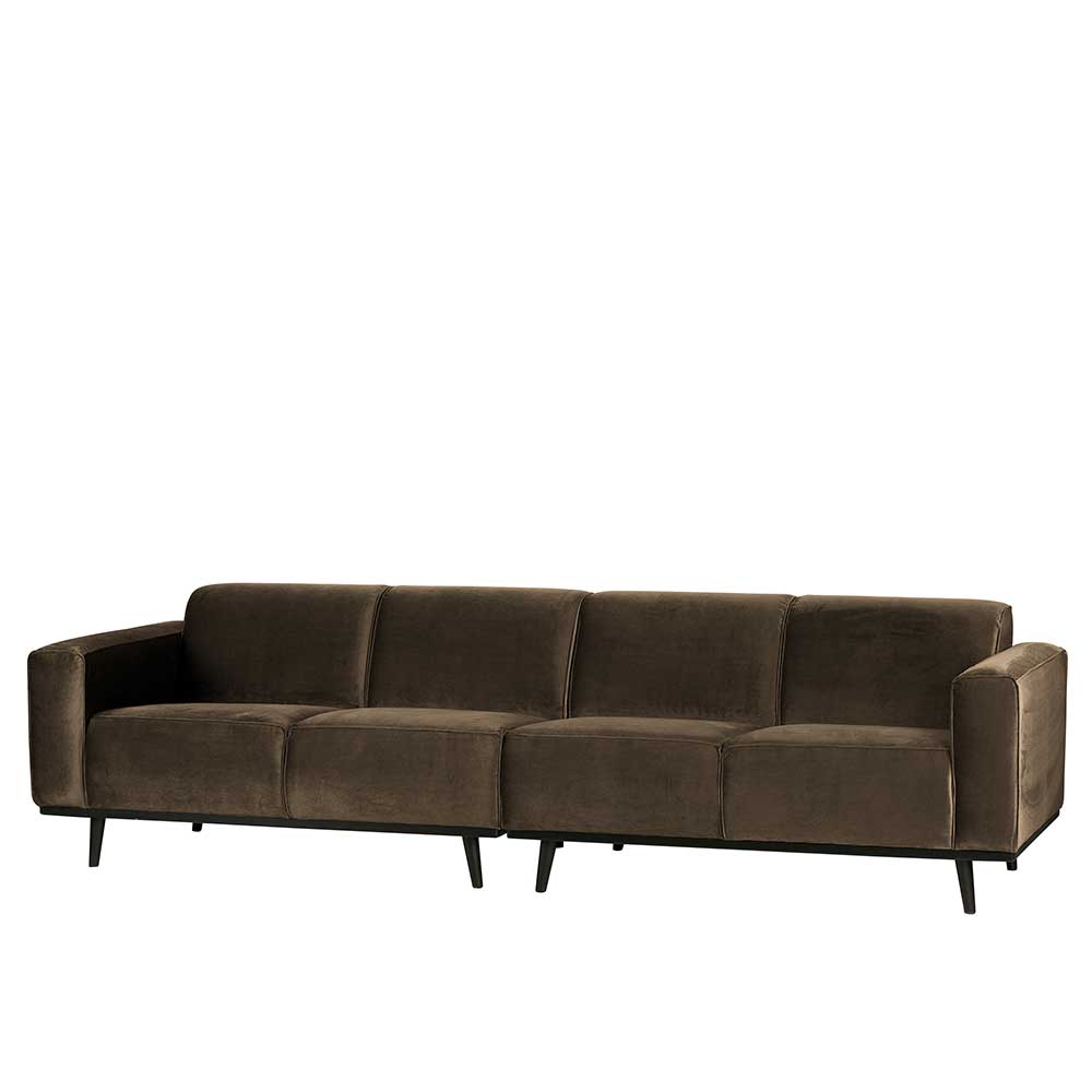 Basilicana Retro Couch in Taupe Samt Federkern