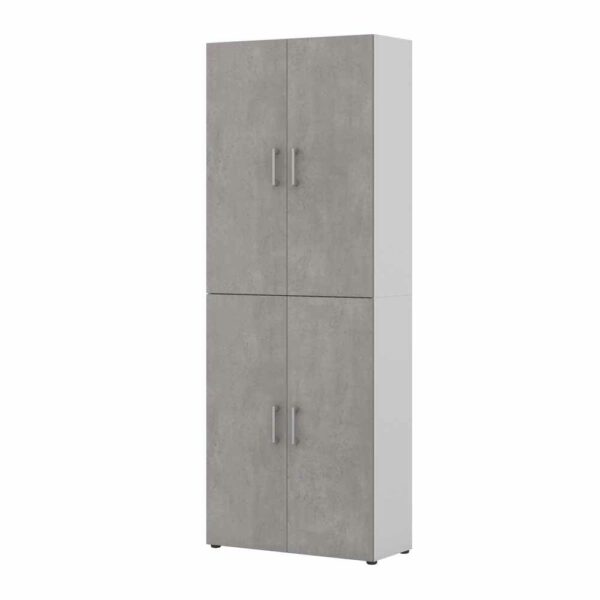 Spirinha Ordnerschrank in Beton Grau Weiß 80 cm