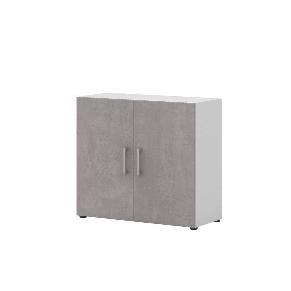 Spirinha Ordnerschrank in Beton Grau Weiß 70 cm hoch