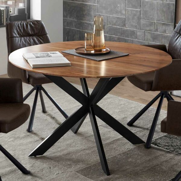 Möbel4Life Tisch Massivholz und Metall im Industry und Loft Stil Spider Gestell
