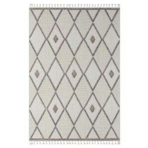 Doncosmo Sisaloptik Teppich in Beige - Grau - Cremefarben geometrischem Muster