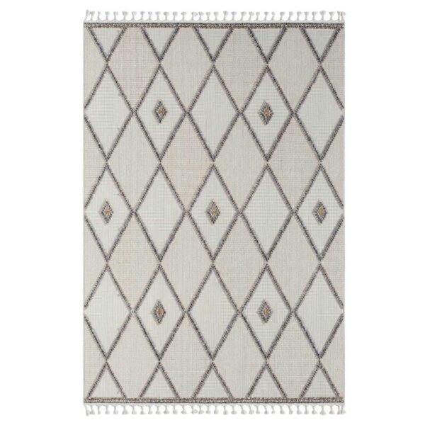 Doncosmo Sisaloptik Teppich in Beige - Grau - Cremefarben geometrischem Muster