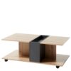 Möbel4Life Wohnzimmer Tisch mit Rollen in Wildeichefarben und Grau 110 cm breit