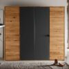 Möbel4Life Kleiderschrank Wildeiche geölt Glas Anthrazit 219 cm hoch 245 cm breit