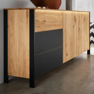 Möbel4Life Wildeiche Sideboard aus Massivholz drei Schubladen und zwei Türen