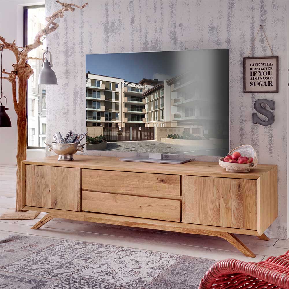 Möbel4Life Fernsehmöbel Vollholz aus Wildeiche Massivholz 180 cm breit