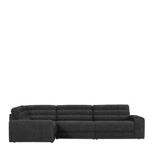 Basilicana L Form Couch in Anthrazit Vintage Strukturstoff