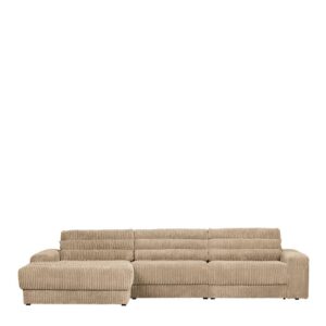 Basilicana Couch mit Ottomane in Beige Breitcord Bezug