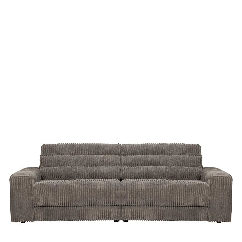 Basilicana Premium Polstersofa in Grau Breitcord Armlehnen