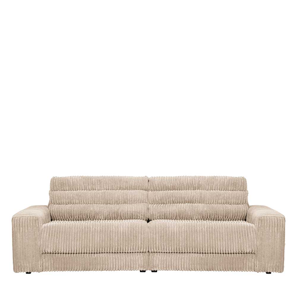 Basilicana Hochwertige Couch in Beigegrau Breitcord Armlehnen