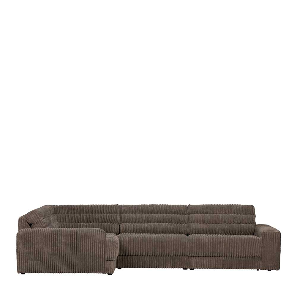 Basilicana Sofa Ecke mit Bezug aus Breitcord Schlammfarben