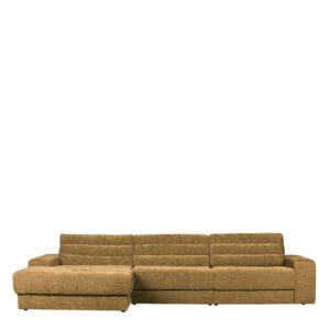 Basilicana Sofa mit Ottomane aus Vintage Strukturstoff Goldfarben