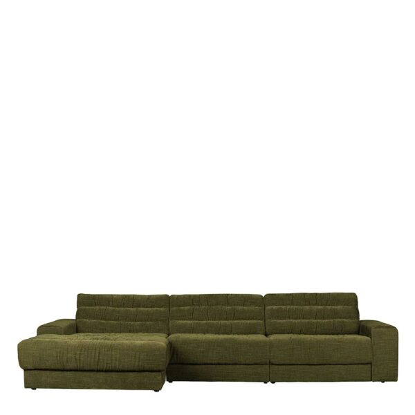 Basilicana Premium Ecksofa mit Ottomane Bezug Olivgrün Vintage