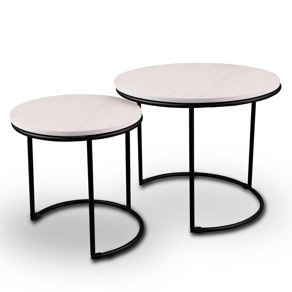 Furnitara Wohnzimmer Tische in Weiß und Schwarz Bügelgestell (zweiteilig)
