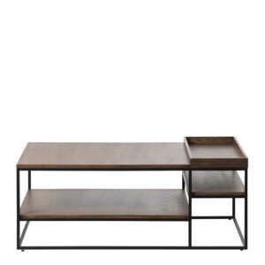 TopDesign Sofa Tisch in Wildeiche dunkel Tablett abnehmbar