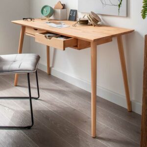 Möbel4Life Homeoffice Schreibtisch mit zwei Schubladen Kernbuche Massivholz