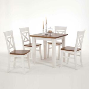 Life Meubles Tischgruppe aus Kiefer Massivholz Weiß-Braun (fünfteilig)