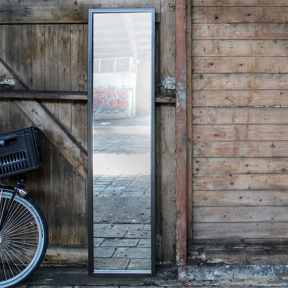 Homedreams Hoher Flurspiegel mit Metallrahmen Schwarzgrau