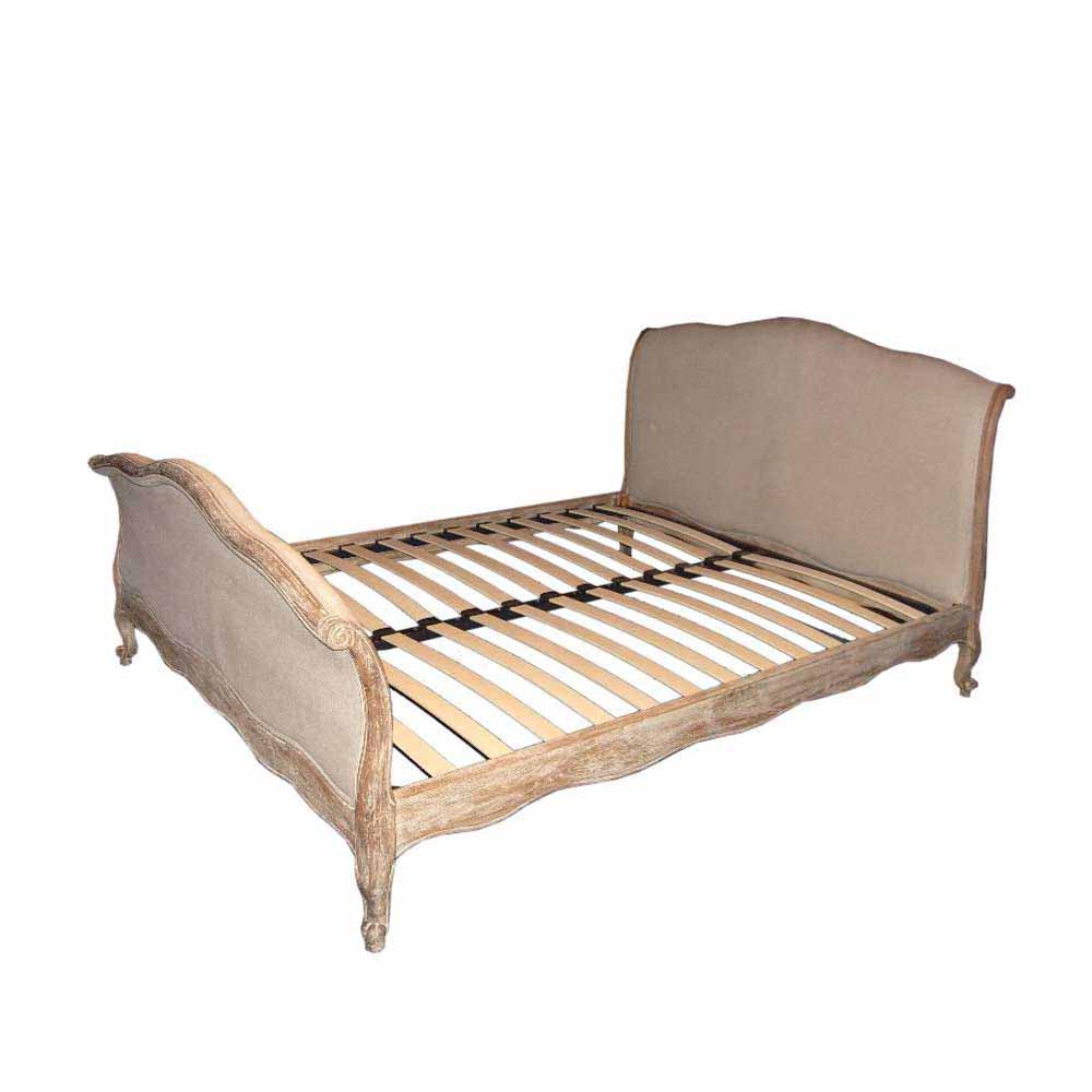 Stilando Vintage Bett in Creme Weiß Eiche antik mit Lattenrost