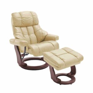TopDesign TV Sessel mit Relaxfunktion Creme Weiß Leder (zweiteilig)