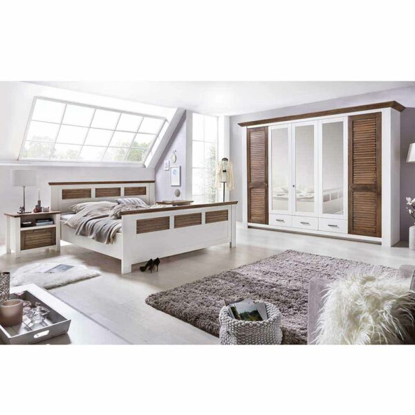 Nature Dream Schlafzimmer Komplettset in Weiß Kiefer Landhaus (vierteilig)
