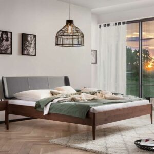 TopDesign Doppelbett Nussbaum geölt aus Massivholz modernem Design