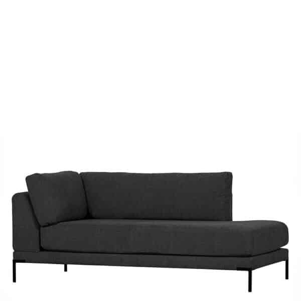 Basilicana Recamiere Modul Sofa Dunkelgrau Lehne links Vierfußgestell aus Metall