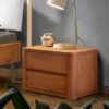 TopDesign Nachtkonsole mit 2 Schubladen aus Eiche Massivholz 50 cm breit