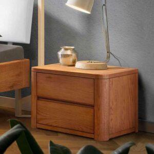 TopDesign Nachtkonsole mit 2 Schubladen aus Eiche Massivholz 50 cm breit
