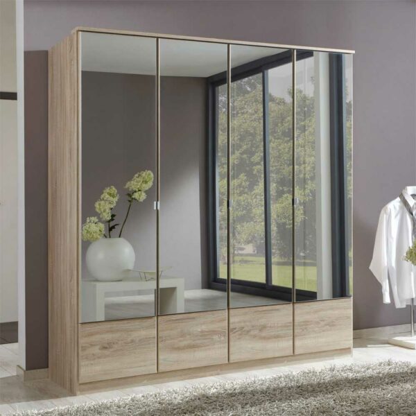 Star Möbel Spiegel-Kleiderschrank in Eiche Sägerau Spiegeltüren