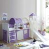 Massivio Kinderhochbett mit Rutsche lila