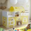 Massivio Kinderhochbett in Weiß-Gelb Gelb
