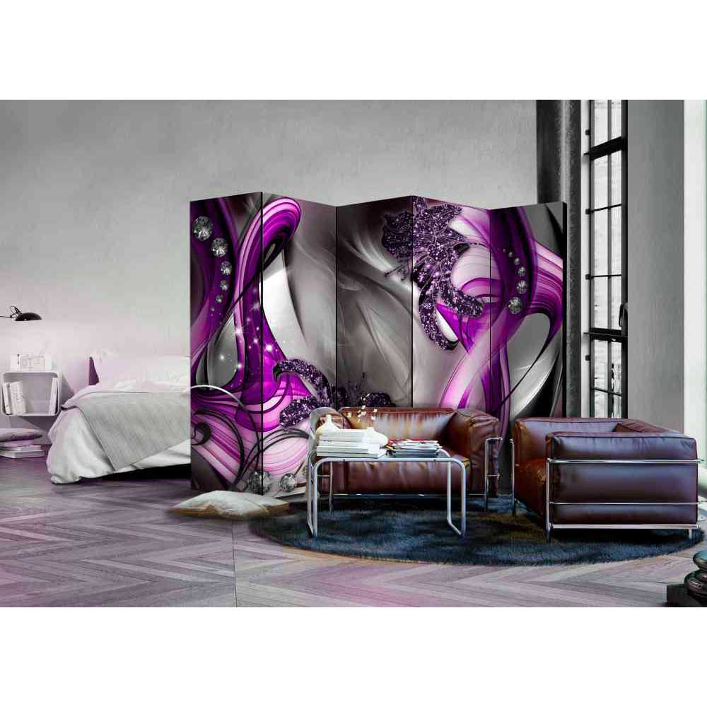 4Home Design Paravent in Violett und Grau Lilien