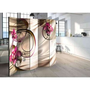 4Home Spanische Wand mit Orchideen und Blumen Ranken Beige und Pink